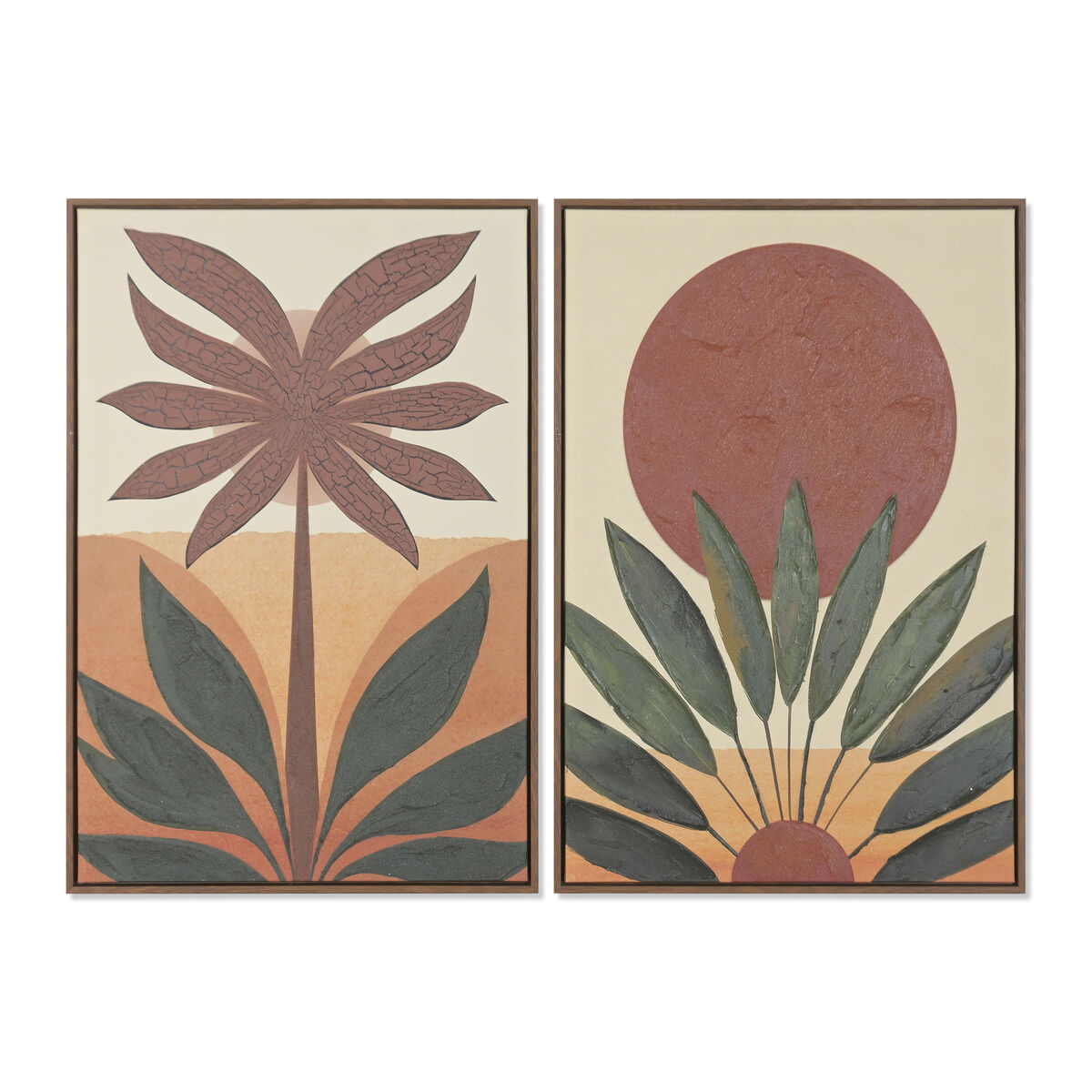 Tela Home Esprit Verde Arancio Palme Coloniale 63 X 4,5 X 93 Cm (2 Unità)