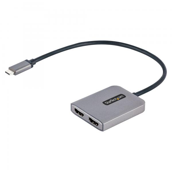 StarTech.com Adattatore USB-C HDMI - Hub USB C MST a Doppio HDMI 4K 60Hz - Convertitore USB Type-C a Multi Monitor HDMI per Notebook con cavo da 30 cm - Splitter HDMI / Hub HDMI Multi-Stream Trasport