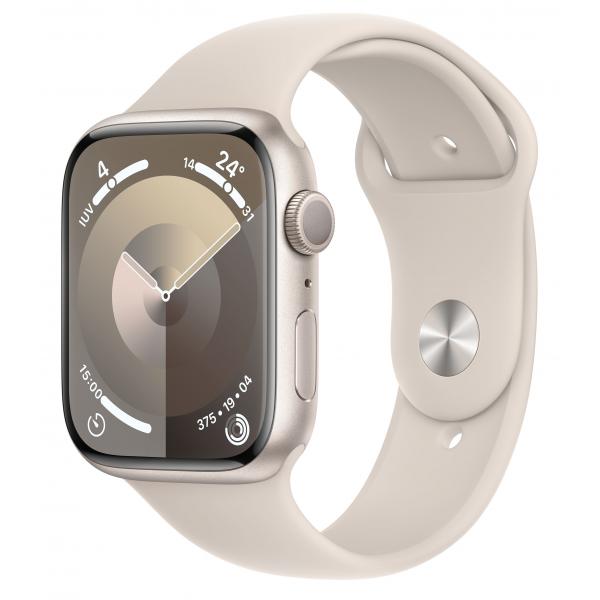 Apple Watch Series 9 45 mm Digitale 396 x 484 Pixel Touch screen Beige Wi-Fi GPS [satellitare] (-^WATCH S9 45 ST AL ST SB ML GPS)
