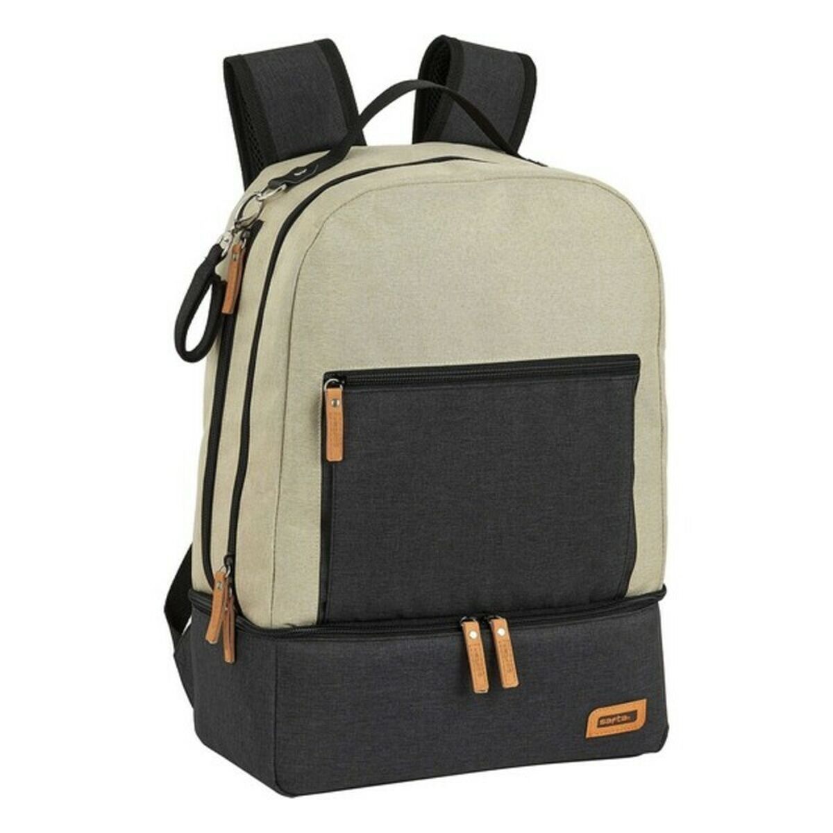 Borsa Sportiva Con Portascarpe Safta M883 Beige Grigio Scuro 15 L