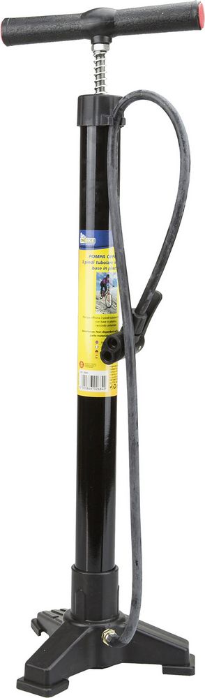 Pompa officina bici tubolare in metallo nera impugnatura ergonomica T