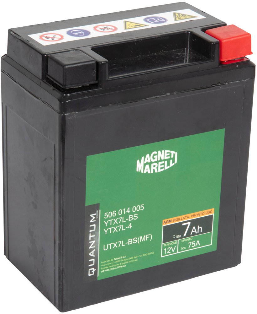 Magneti Marelli batteria moto scooter 7AH 12V 75A AGM sigillata polo positivo DX