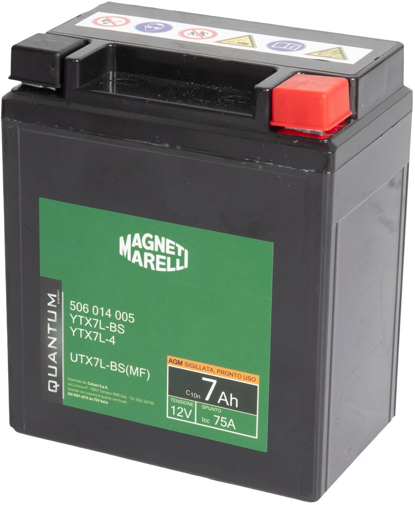 Magneti Marelli batteria moto scooter 7AH 12V 75A AGM sigillata polo positivo DX - Image 3