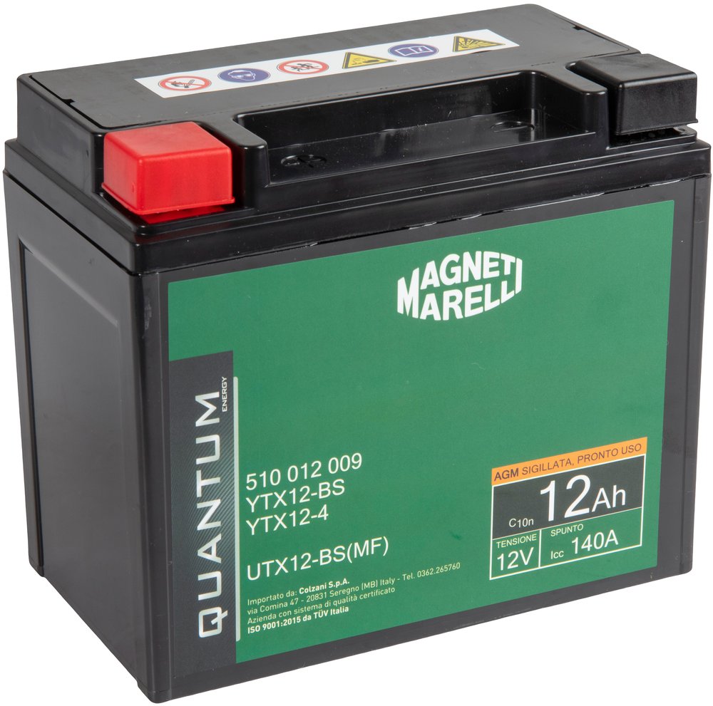 Magneti marelli batteria moto e scooter 12AH 12V 140A tecnologia AGM sigillata polo positivo sinistro