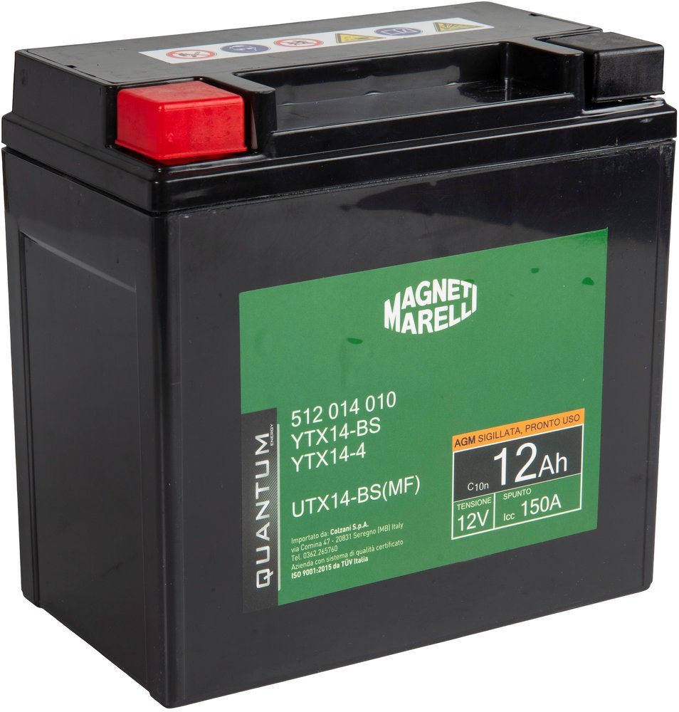 Magneti marelli batteria moto e scooter 12AH 12V 150A tecnologia AGM sigillata polo positivo sinistro