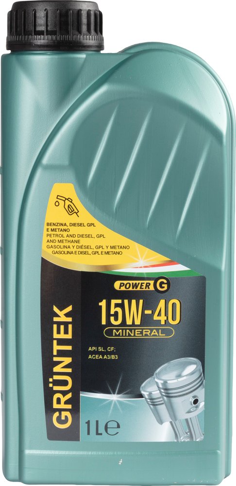 Nuovo lubrificante 15W-40 Gruntek capacità di 1L per autovetture e veicoli con benzina e Diesel