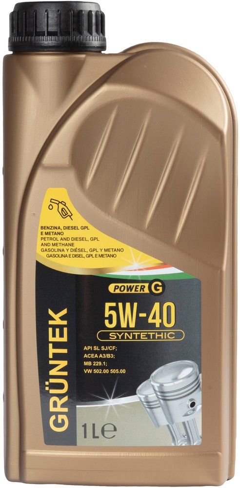 Nuovo lubrificante Gruntek 5W-40 a base sintetica con capacità di 1L