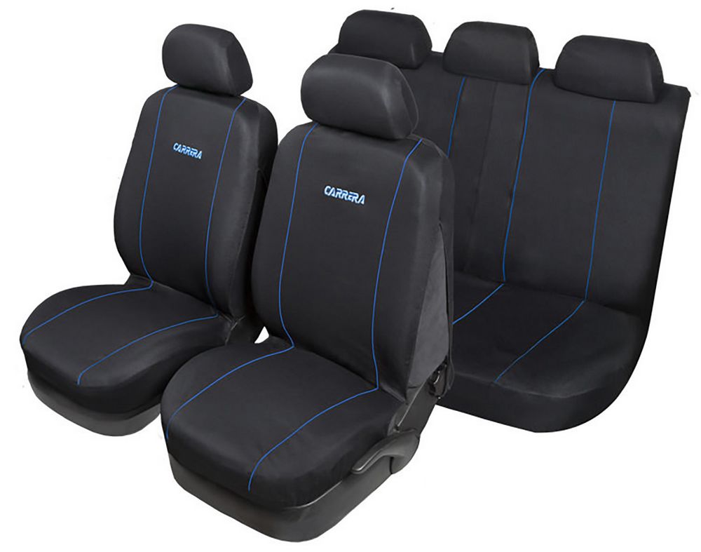 Set Completo Coprisedili Gt Turbo Universale con 5 poggiatesta nero-blu