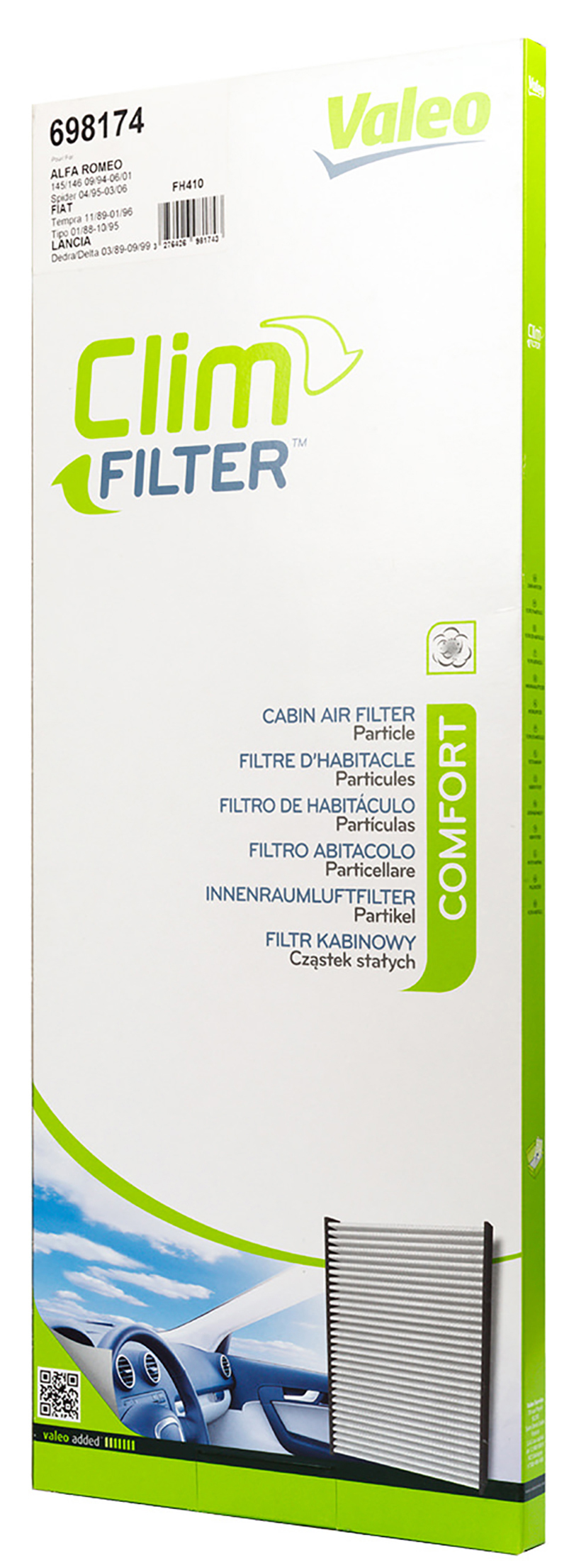 Clim Filter Comfort filtro abitacolo auto tipo particellare
