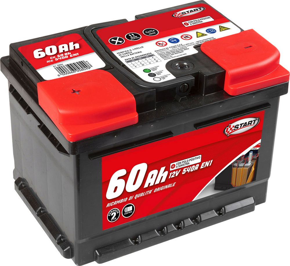 Batteria Auto 60AH 12V 460A polo positivo sinistro Cassetta L2