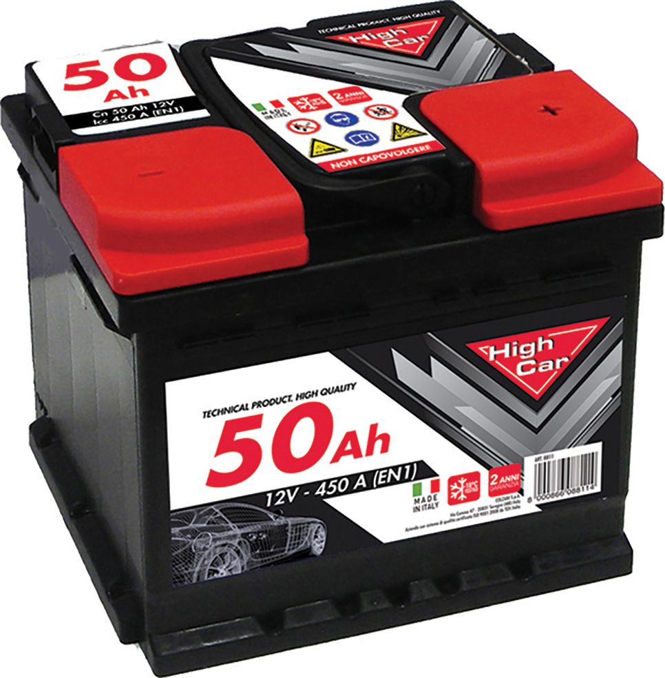 Batteria Auto da 50AH 450A 12V polo positivo destro cassetta L1