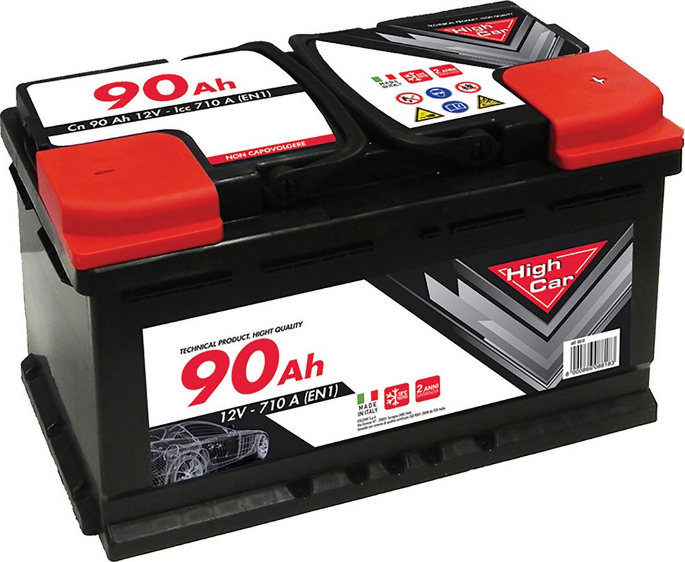 Batteria Auto da 90AH 710A 12V polo positivo destro cassetta L4