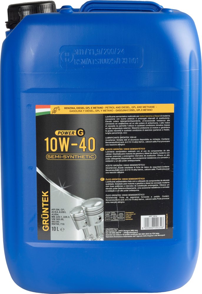 Nuovo lubrificante POWER G 10W-40 semisintetico per veicoli a benzina e a Diesel con capacità di 10L