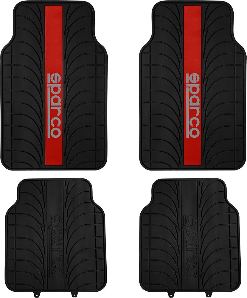 Set 4 tappetini per auto red line in PVC Sparco
