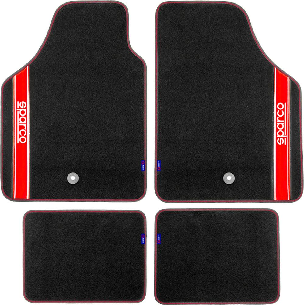 Set completo 03763 tappetini moquette auto rosso universali quattro pezzi