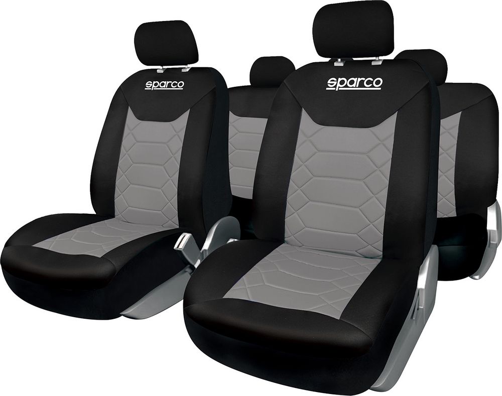 Set universale SPC1016 coprisedili auto completo nero e grigio nido d'ape