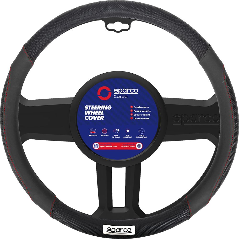 Coprivolante SPC1113 auto universale nero con dettagli traforati