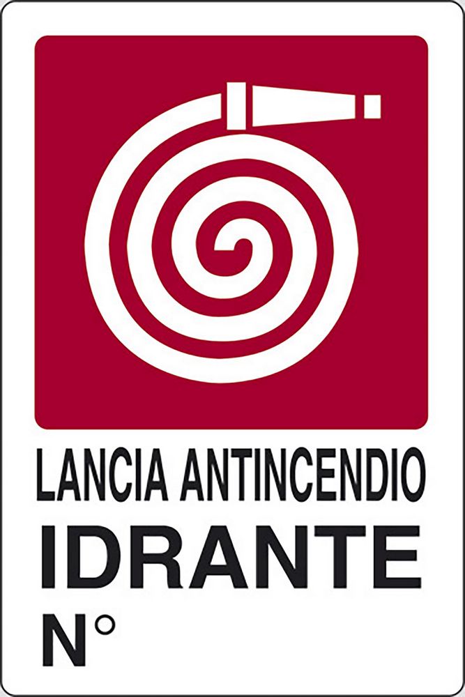 Cartello Lancia antincendio idrante N° luoghi pubblici 30CMx20CM