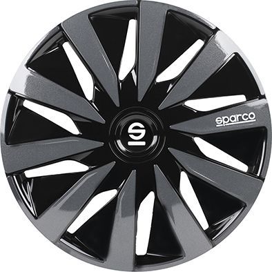Borchie Set 4 copricerchi 16" pollici copriruota auto Lazio SPC1691BKGR nero grigio