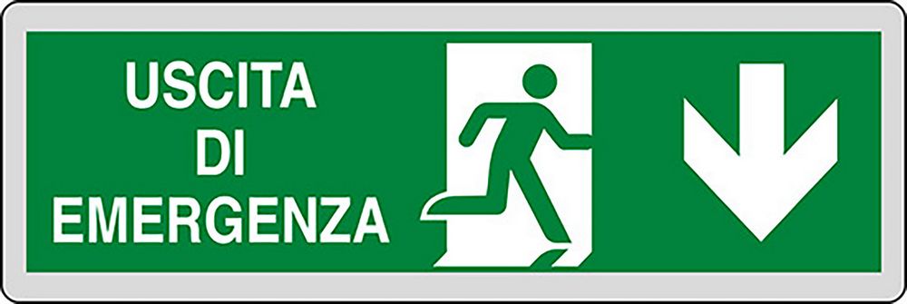 Adesivo segnaletico Uscita d'Emergenza freccia in basso 15CMx5CM