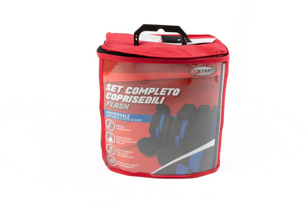 Set completo coprisedili Flash auto universale airbag nero blu