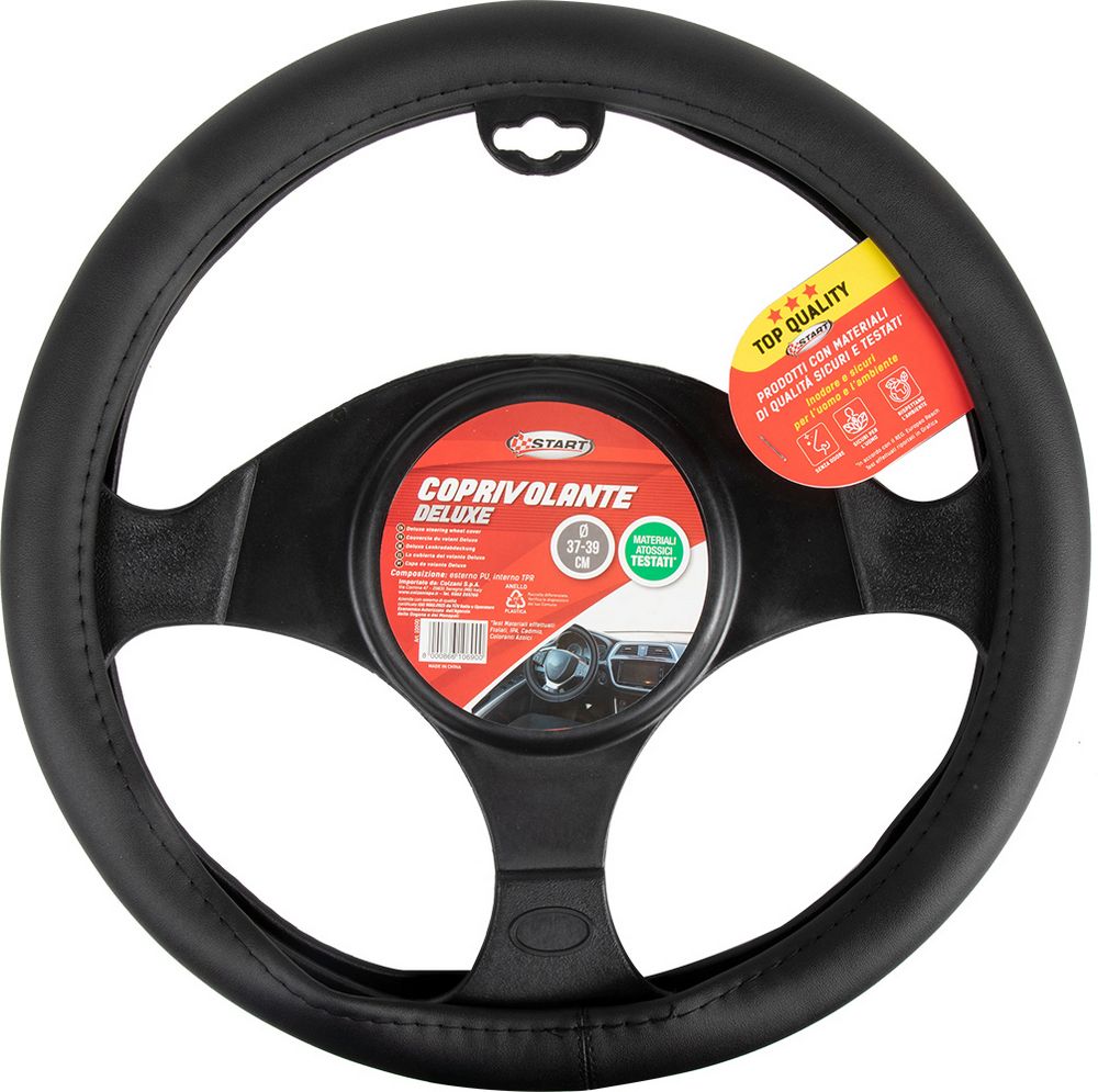 Coprivolante auto Deluxe, diametro 37-39 cm, nero comodità sicurezza