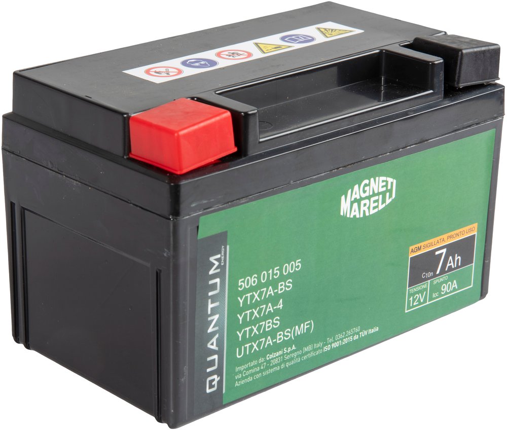 Magneti marelli batteria moto e scooter 7AH 12V 90A tecnologia AGM sigillata polo positivo sinistro