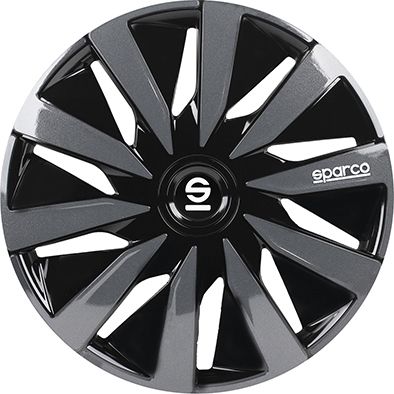 Borchie Set 4 copricerchi 13" pollici copriruota auto Lazio SPC1391BKGR nero grigio