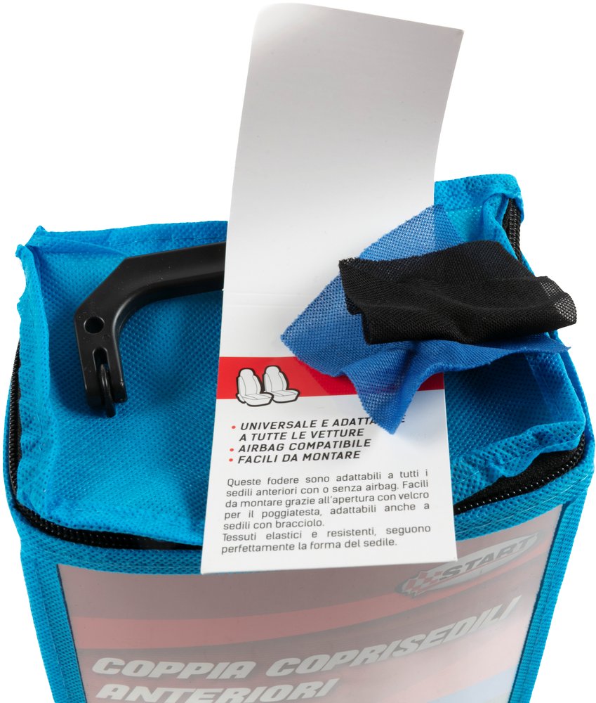Coppia coprisedili anteriori Saturn auto universale airbag nero blu - Image 3