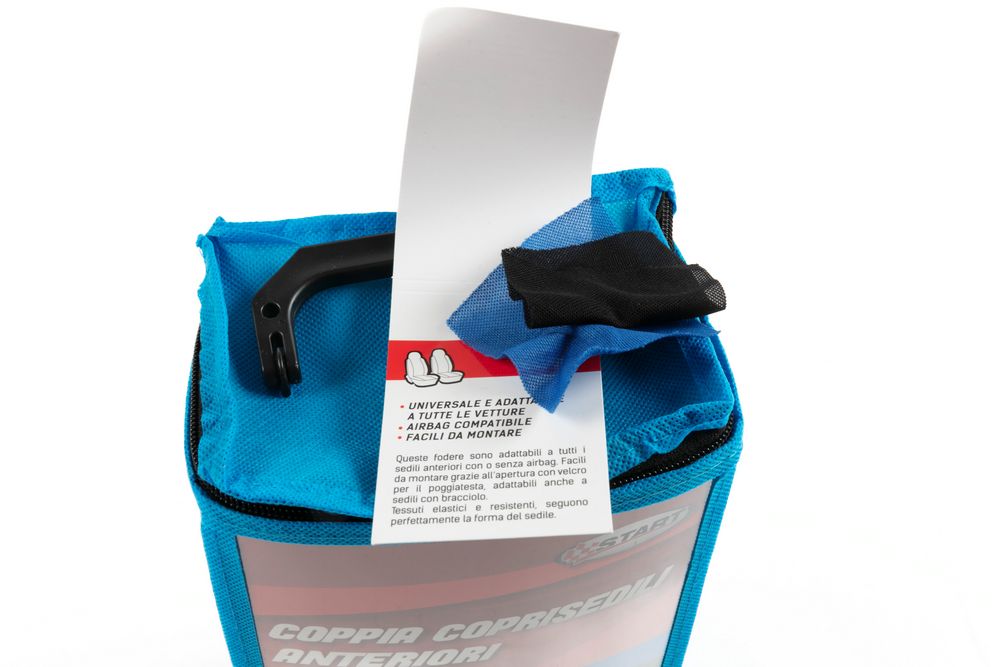 Coppia coprisedili anteriori Saturn auto universale airbag nero blu - Image 5