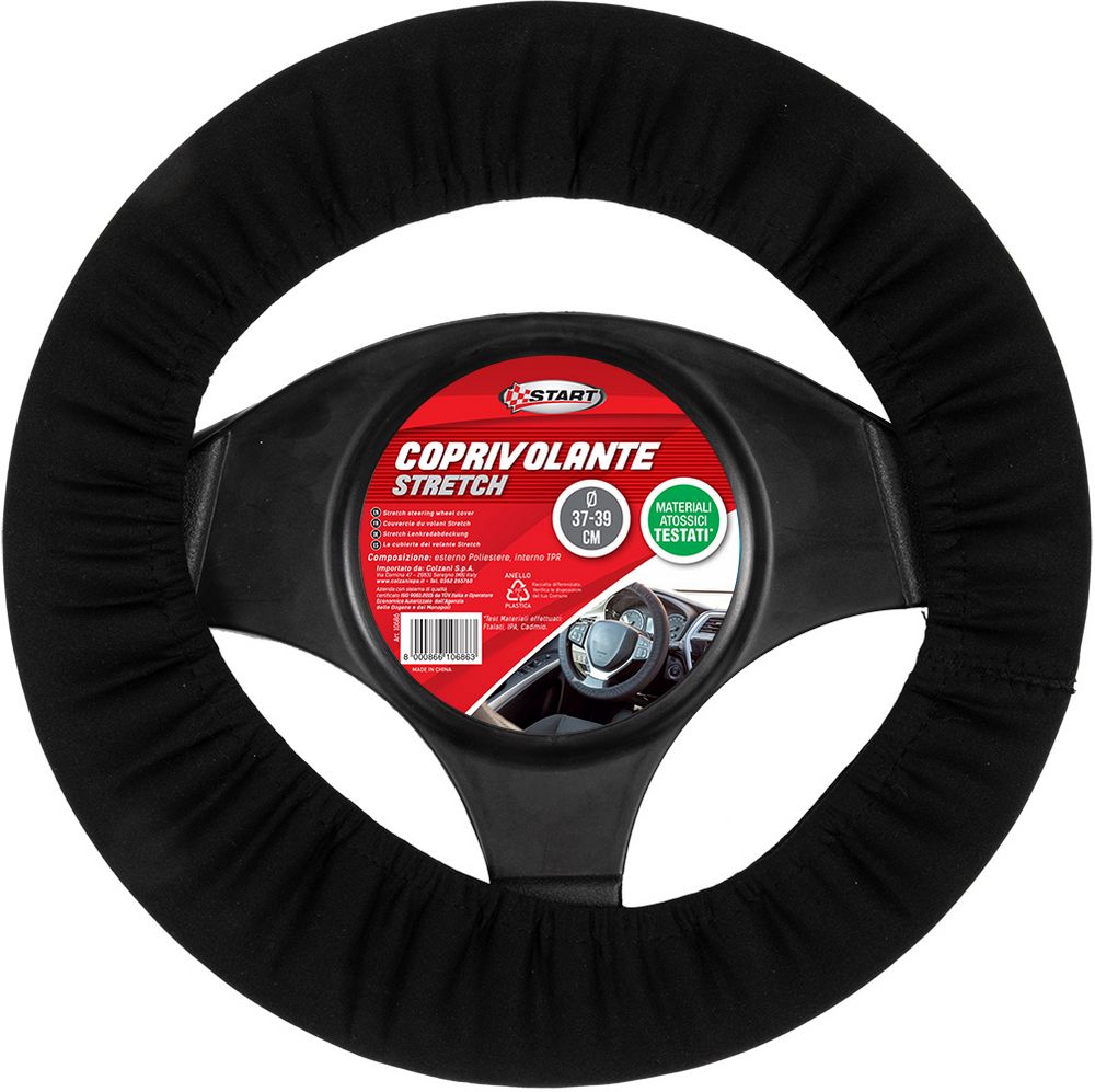 Coprivolante auto Stretch diametro 37-39 cm nero, universale