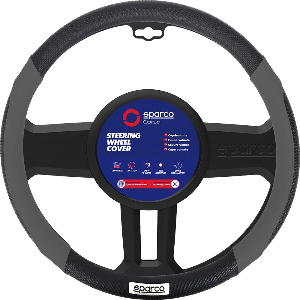 Coprivolante SPC1113 auto universale grigio e nero con dettagli traforati