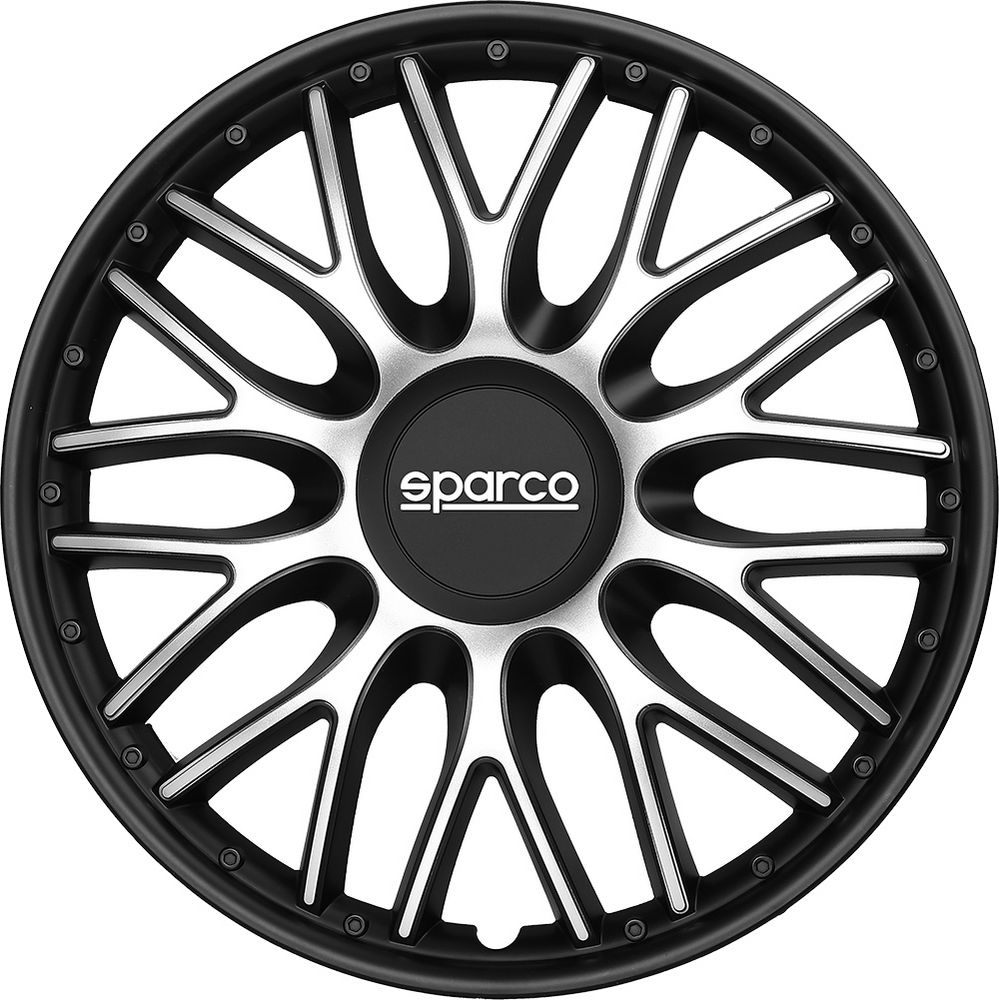 Borchie Set 4 copricerchi 15" pollici copriruota auto Roma SPC1596SVBK argento nero