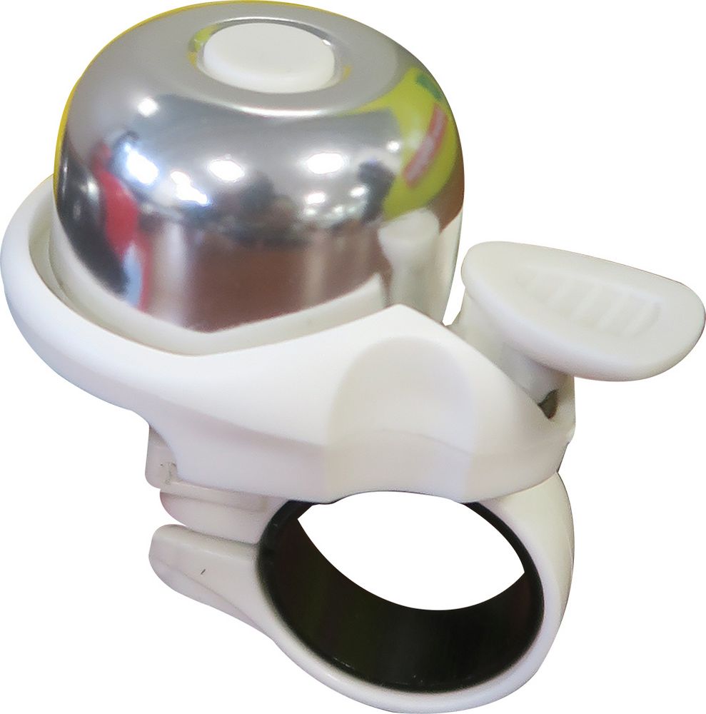 MIni campanello universale per bicicletta in acciaio di colore bianco/silver