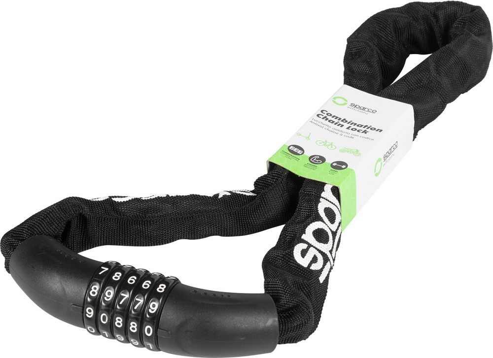 Lucchetto a catena per bicicletta nero con combinazione Sparco - Image 3