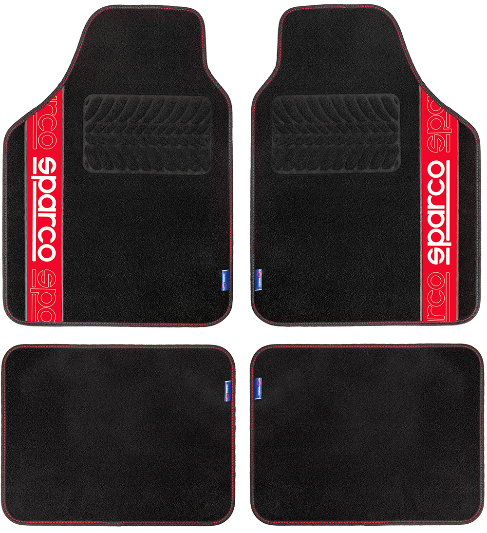 Set 4 tappetini neri per auto Sparco in moquette