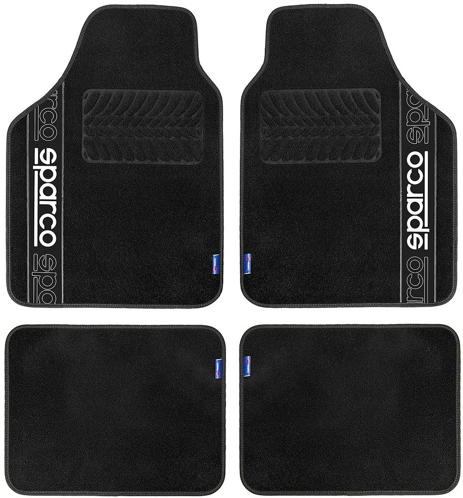 Set 4 tappetini neri per auto Sparco in moquette