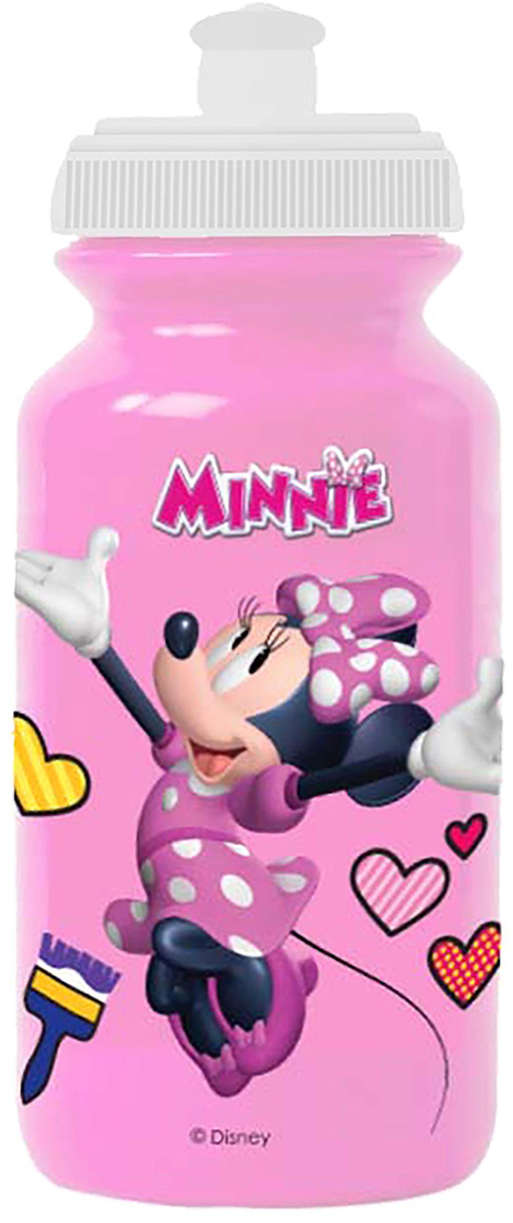 Borraccia rosa per bambine in plastica Disney Minnie Mouse da 380 ml con chiusura antigoccia e banda antiscivolo