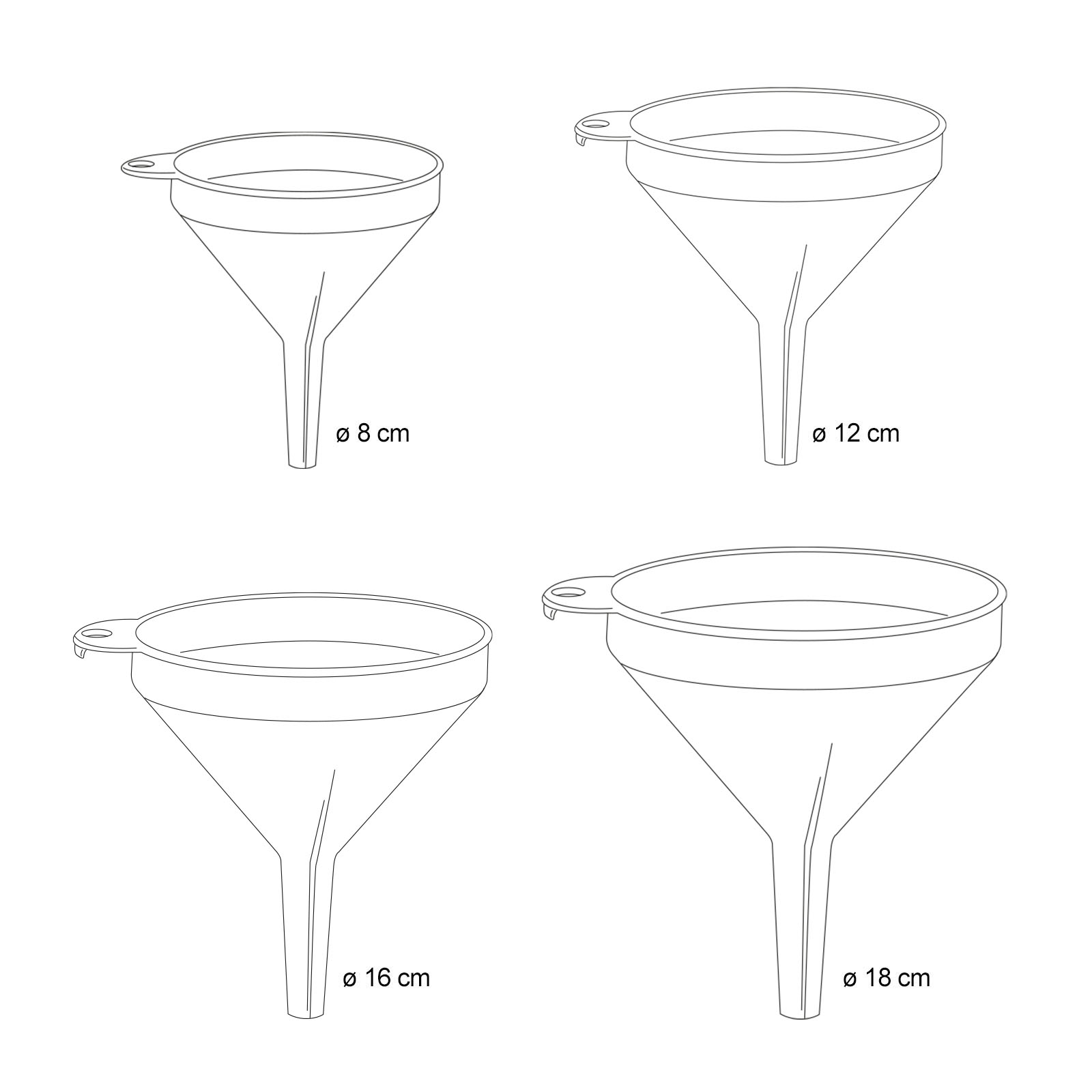 4 Imbuti cucina diametro cm 8 12 16 18, 100% Made in Italy, Verde - Image 4