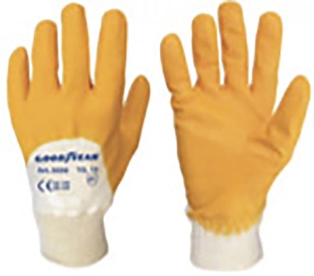 Goodyear guanti in cotone e nitrile taglia 10 colore giallo/bianco, guanti da lavoro