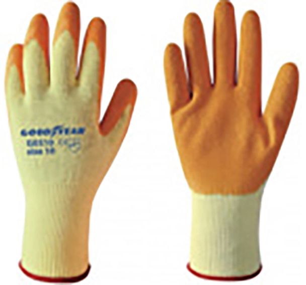 Goodyear guanti in cotone e lattice taglia 10 colore bianco/arancione, guanti da lavoro