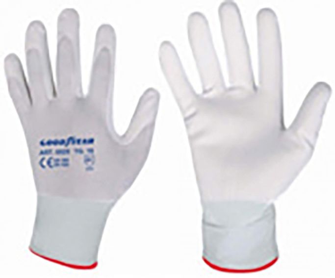 Goodyear guanti in poliestere e poliuretano taglia 9 colore bianco, guanti d lavoro