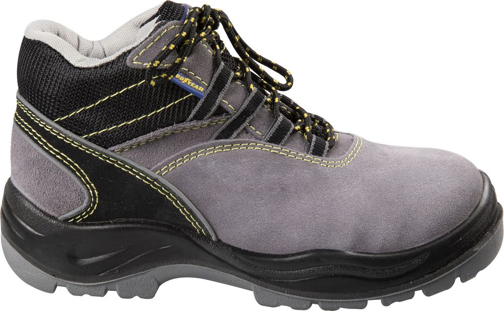 Goodyear Scarpe antinfortunistiche alte con metallo S1P in pelle scamosciata colore nero e grigio taglia 38