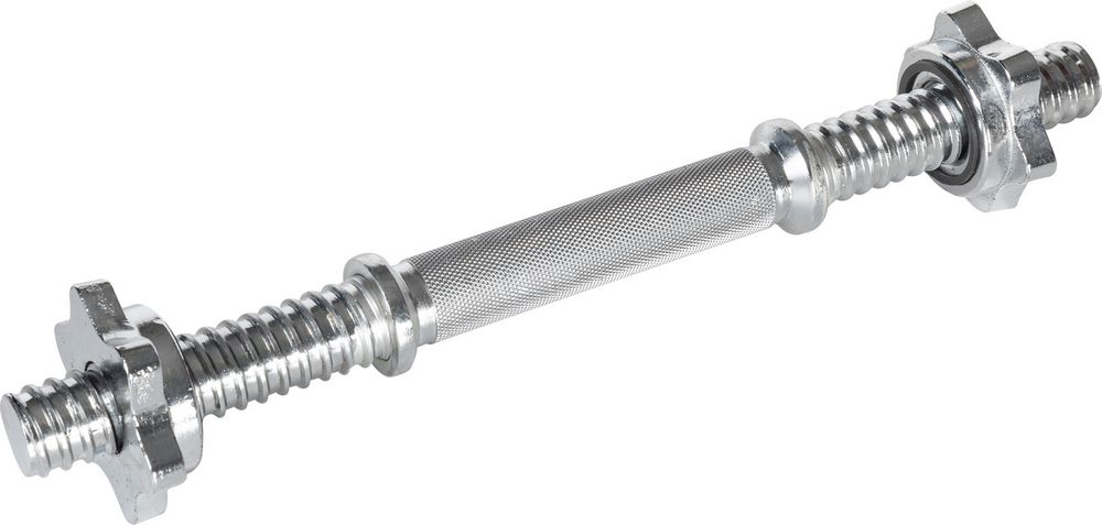 Asta cromata per manubrio con ghiera per dischi in ghisa - lunghezza 33cm e diametro 25mm - peso 1,2 kg