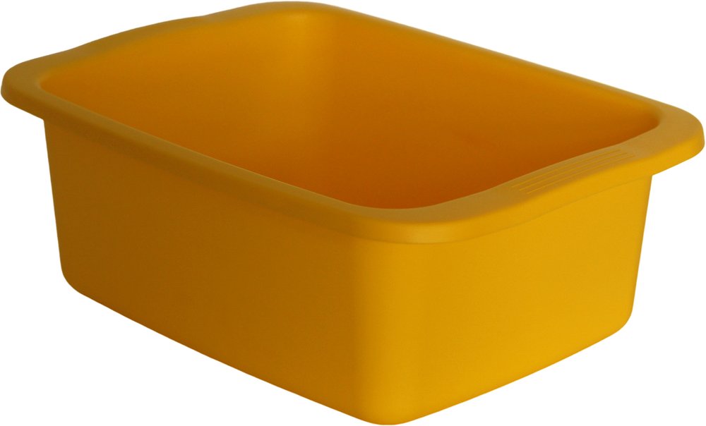 Catino rettangolare giallo. Bacinella in plastica di capacità 10L. Vaschetta multiuso