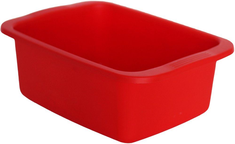Catino rettangolare rosso. Bacinella in plastica di capacità 10L. Vaschetta multiuso