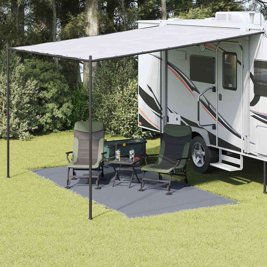 Tappeto Da Tenda Blu E Grigio 400 X 200 Cm Polietilene