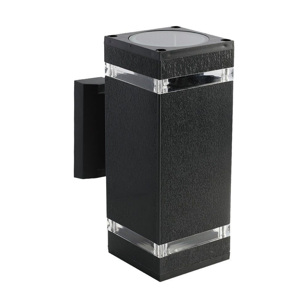Led Wall Light With Black Body Ip44 E27 Square