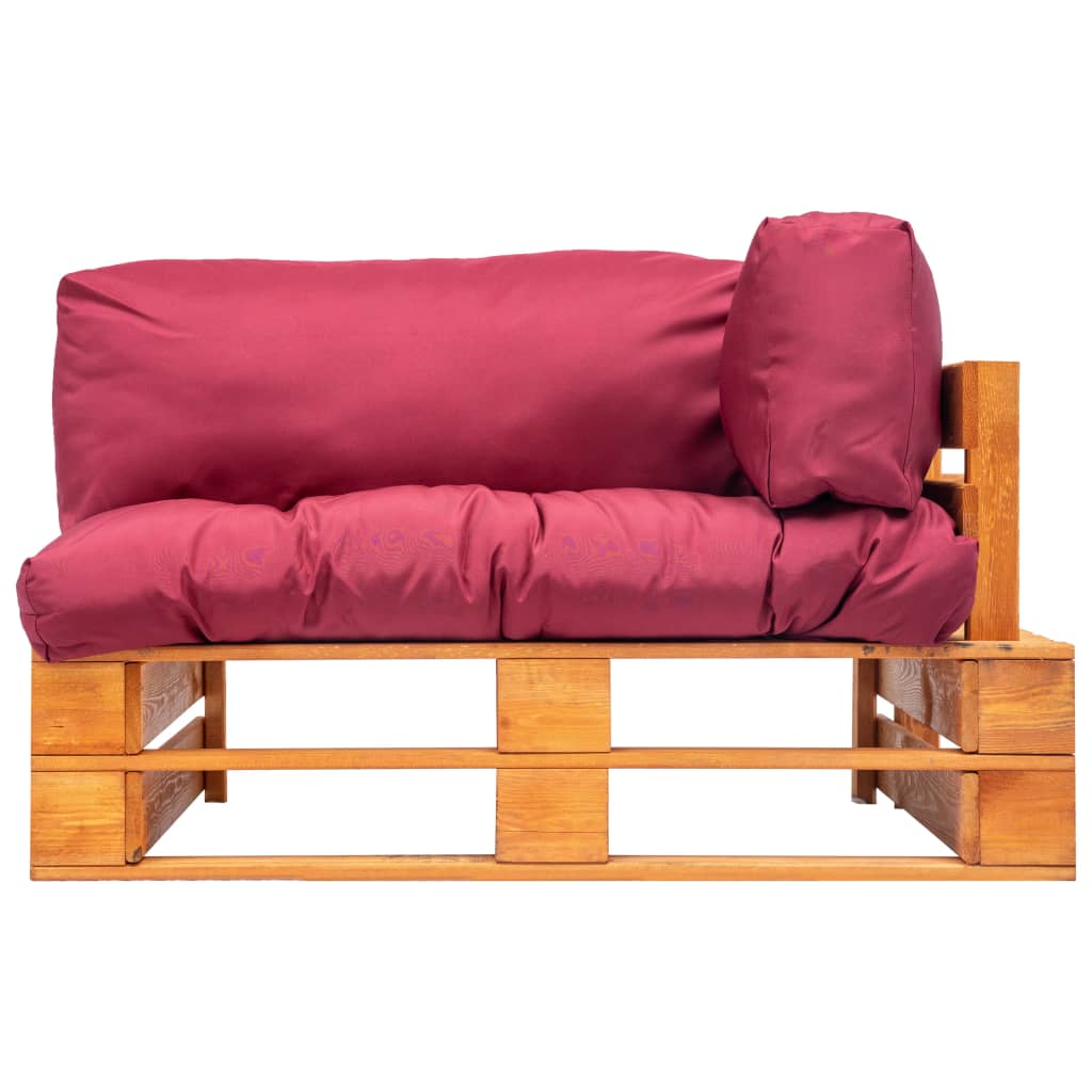 Divano Da Giardino A Pallet Con Cuscini Rossi In Legno Pino