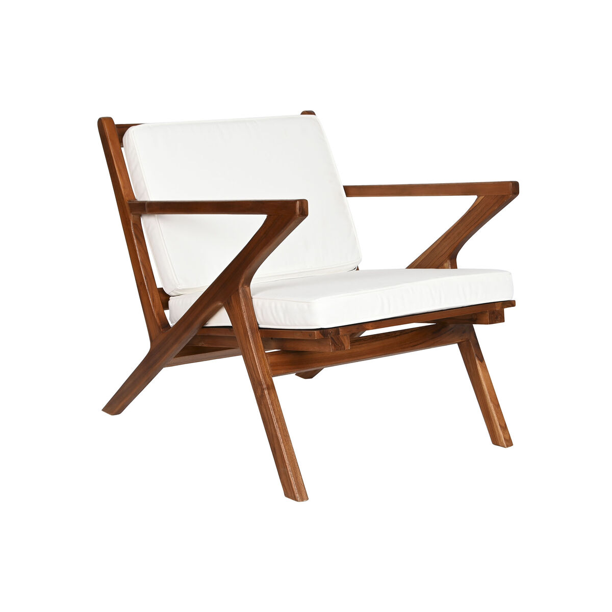 Poltrona Dkd Home Decor Bianco Marrone Marrone Scuro Poliestere Teca 64 X 76 X 77 cm